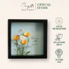 Handmade Paper Flower Painting - Poppy California MAYPAPERFLOWER With 25x25cm Wooden Frame
