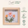 Tranh Hoa Giấy Handmade Trang Trí - Hoa Sao Nhái Maypaperflower Khung Gỗ Size 19 x 19cm
