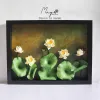 Tranh Hoa Giấy Handmade Trang Trí - Vietnam Hồ Sen (Nền Vẽ) MAYPAPERFLOWER Khung Gỗ Size 30x40cm
