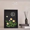 Handmade Paper Flower Painting - Lotus With Calligraphy MAYPAPERFLOWER 30x40cm Wooden Frame