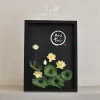 Handmade Paper Flower Painting - Lotus With Calligraphy MAYPAPERFLOWER 30x40cm Wooden Frame
