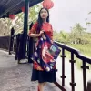 the cat & moon satin scarf, red background, surreal print scarf, premium satin silk scarf, silk neck wrap, gift for relatives