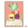 pink vibe decorative art print, size a3 / a4, included frame, still life theme, harmonious colors, high-quality printing paper material