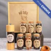 seasonal-spice set with wooden box, kitchen spice gift box, organic spices, premium spices, organic food, family gift set