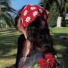 daisy crochet bandana, vibrant colors, adorable daisy pattern, gentle and pure design, vintage style