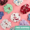 random recycled scrunchies, cute patterns, for hair tying or wrist accessories, perfect gift for sweet and feminine girls