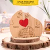 personalized gifts, cat family, family gift, gift, quà tặng cá nhân hoá, tượng gỗ khắc tên