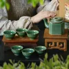 Hexagonal Tea Set, Crystal Green Collection, Perfect Housewarming Gift, Handcrafted Vietnamese Tea Set, Meaningful Gift, Easy Care & Dishwasher Safe