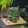 Bộ Quà Tặng Ấm Trà Lục Giác Xanh Pha Lê, BST Crystal Green, Món Quà Tân Gia Hoàn Hảo Cho Mọi Nhà, Gốm Men Hoả Biến, Gốm Thủ Công Việt, Món Quà Ý Nghĩa