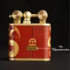 Classic Red Hand-Drawn Leather Lighter - Ly Dynasty Dragon Art, Compact Leather Lighter, 5 x 4.3 cm, Unique Gift For Men, Personalized Lighter