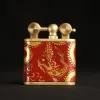 Classic Red Hand-Drawn Leather Lighter - Ly Dynasty Dragon Art, Compact Leather Lighter, 5 x 4.3 cm, Unique Gift For Men, Personalized Lighter