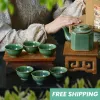 Bộ Quà Tặng Ấm Trà Lục Giác Xanh Pha Lê, BST Crystal Green, Món Quà Tân Gia Hoàn Hảo Cho Mọi Nhà, Gốm Men Hoả Biến, Gốm Thủ Công Việt, Món Quà Ý Nghĩa
