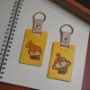 Veget Duck Personalized Leather Keychain, Hand-Drawn Pattern, Lovely Accessory, Name Engraving, Leather Tag For Kids, Personalized Gifts