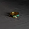 Nhẫn Thép “Thi” Bọc Da Vẽ Tay, Màu Vàng, Dòng Thơ Của Cuộc Sống, BST Nhẫn Cầm Kỳ Thi Họa, Phụ Kiện Nghệ Thuật, Nhẫn Nghệ Thuật, Quà Tặng Độc Đáo