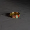 “Họa” Metal Ring With Hand-Drawn Leather, Gold Color, The Colorful Canvas Of Life, Four Arts Collection, Luxury Rings, Art Accessories, Unique Gifts