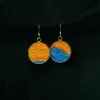 “The Scream” Metal Earrings with Hand-Drawn Leather, Strokes Of Emotion, Famous Painting Earrings Collection, Edvard Munch Painting, Thoughtful Gifts