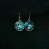 “Water Lilies” Metal Earrings with Hand-Drawn Leather, The Breath Of Nature, Famous Painting Earrings Collection, Claude Monet Artwork, Unique Gifts