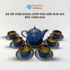 Bộ Ấm Chén Dáng Chóp Hỏa Biến Xanh Biển Lòng Hoa, Gốm Men Hỏa Biến, Phong Cách Huyền Bí, Bình Trà Gốm Sứ, Gốm Bát Tràng, Ấm Trà Gốm, Quà Tặng Cao Cấp