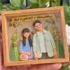 Custom Clay Art, Large, Personalized Portrait And Message, 2-4 People, Custom Clay Figurine, Adorable Style, Personalized Gifts, Wedding Gifts