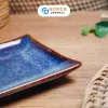Ocean Blue Fire-Glazed Rectangular Plate, 13.5 x 17.5cm, Bat Trang Ceramics, Luxurious Ceramic Plate, Vietnamese Ceramics, Luxurious Kitchenware