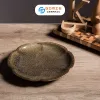 Golden Brocade Fire-Glazed Flower Plate, Diameter 21cm,Bat Trang Ceramics, Ceramic Plate, Handmade Ceramics, Vietnamese Ceramics, Exquisite Gifts