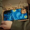 The "Starry Night" Hand-Drawn Leather Phone Case, inspired by Van Gogh's iconic painting with signature or name engraving, making it the perfect art phone case and a thoughtful personalized gift.