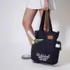 [BEST SELLER] Personalized "Pickleball Tote-Ally Awesome" Black Canvas Tote, Personalized Leather Tag, Pickleball Bags, Unique Birthday Gift Idea