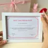 The "Love Record" Gift Box is a heartfelt personalized Valentine's gift set, featuring a customized love certificate, a photo medal, and a cuddly teddy bear, making it the perfect Valentine’s gift with a name to cherish forever
