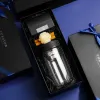The Glass Bottle & Card Holder Gift Set exudes professional style and daily sophistication, making it the perfect gift for him, a boyfriend, or a male boss, elegantly presented in a sleek black gift box