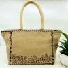 The Embroidered Leaf Jute Tote Bag captivates with its gentle vintage style, making it an elegant handmade eco-bagv - a perfect gift for mom or a Women’s Day gift for her