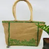 The Embroidered Leaf Jute Tote Bag captivates with its gentle vintage style, making it an elegant handmade eco-bagv - a perfect gift for mom or a Women’s Day gift for her