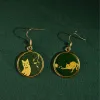 The "Cat & Box" Earrings with Hand-Drawn Leather feature distinctive strokes and artistic design, making them the perfect fashion accessory and a thoughtful birthday gift for her or a gift for your girlfriend.