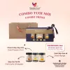 Hộp Quà "Tươi Mới" mang đến vị ngon đặc sắc từ thiên nhiên với combo xoài sấy dẻo, chanh dây sấy dẻo và đậu gà, là quà vặt cao cấp trong hộp quà biếu sang trọng