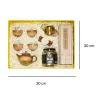 "Amber Harmony" gift box – premium wellness gift set in upscale yellow tone featuring tea set with filter, agarwood, and cordyceps for a luxurious experience.