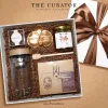 Enjoy Simplicity gift box evokes emotion through natural charm, featuring premium tea set with fine chocolate and pure honey, presented in warm brown tones as meaningful birthday or elegant corporate luxury gift.