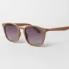 Brown frame sunglasses made from recycled plastic featuring an impressive elegant design, providing effective UV protection with premium quality, serving as both an eco-friendly recycled accessory and unique thoughtful birthday gift.