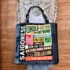 Túi tote Saigonese từ jeans tái chế – túi tote cỡ lớn mang dấu ấn thời gian sinh động, phụ kiện thời trang bền vững, quà sinh nhật sáng tạo, quà lưu niệm Sài Gòn độc đáo.