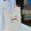 Personalized name embroidered tote bag with mushroom pattern creates a youthful impression everyone loves, featuring detailed embroidery on quality fabric, making an adorable birthday gift