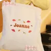 Personalized name embroidered tote bag with mushroom pattern creates a youthful impression everyone loves, featuring detailed embroidery on quality fabric, making an adorable birthday gift