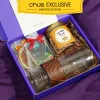 The exclusive "Caring" gift box delivers heartfelt affection through exquisite flavors, featuring a premium tea and jar set with cashews and dried orange – a refined gift for every special occasion.