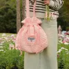 Personalized embroidered quilted bag enchanted by rare adorable beauty, featuring a cute drawstring pouch design as a unique accessory for personalized birthday gifts.
