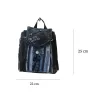 Layered mini backpack crafted from old jeans ignites your personal style through upcycled fabric design, combining rugged fashion aesthetic with environmental consciousness as unique recycled accessory and creative birthday gift