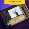 Personalized Imprint gift box preserves genuine emotions through custom engraving, featuring elegant bamboo tumbler with leather notebook and premium pen