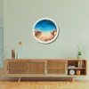 "Sunrise Over the Sea" epoxy resin art with 30cm round frame brings freshness to your corner, featuring 3D ocean painting as handcrafted wall art and impressive housewarming gift.