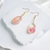 Teardrop dried flower resin earrings creative flow through each petal, dried flower handcrafted jewelry accessory as impressive birthday gift souvenirs