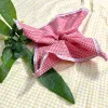 Square scrunchie recycled from leftover fabric stock with unique classic style, square hair tie accessory as handcrafted gift for women