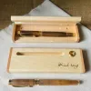 Custom name and logo engraved calocedrus wood pen with elegant box, classic beauty signature pen as premium personalized keepsake gift