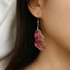 Resin Flower Rain earrings with real dried flowers colors perfectly preserved, handcrafted handmade jewelry as birthday gift for her