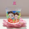Custom hand-painted portrait glass cup with unfading impression, frosted personalized glass souvenir as personalized birthday gift