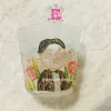 Custom hand-painted portrait glass cup with unfading impression, frosted personalized glass souvenir as personalized birthday gift